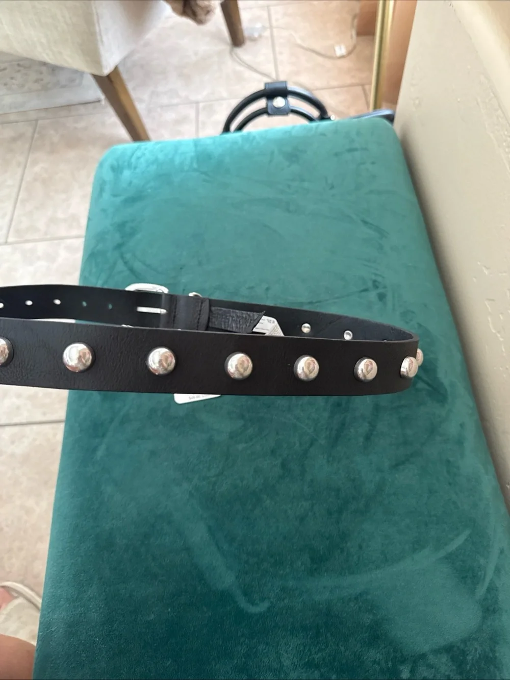 Free People Black Leather Rhodes Studded Belt - Picture 4 of 11